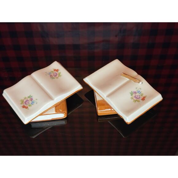 Pair Antique Porcelain Books Bernasconi AF South Post-Bidg. L Naples Italy - Picture 3 of 8